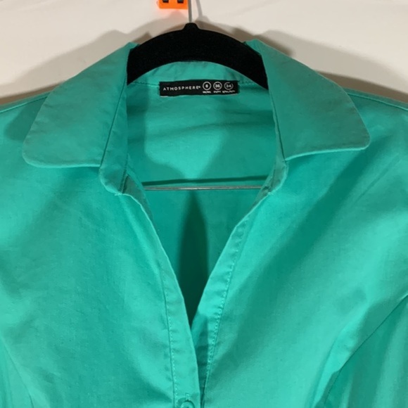Atmosphere Turquoise Button-Down Collared Blouse Top - Picture 2 of 7